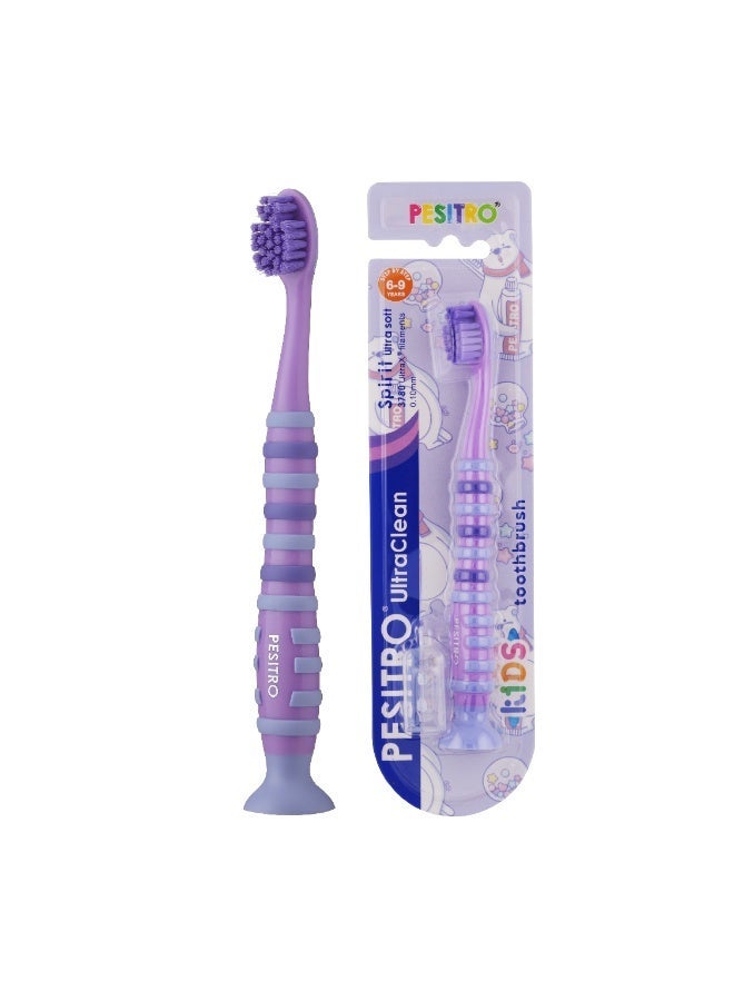 PESITRO UltraClean Spirit Ultra Soft Kids Toothbrush – 3,780 Ultra-Soft Bristles with Integrated Tongue Cleaner, Ages 6-9 - Image 1